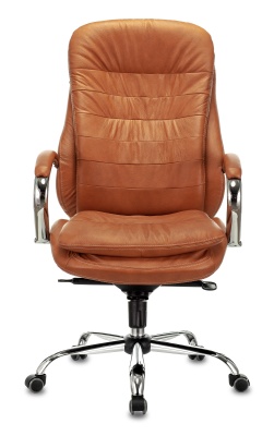 Кресло руководителя Бюрократ T-9950 рыжий Leather Ontano кожа крестовина металл хром
