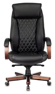 Кресло руководителя Бюрократ T-9924WALNUT черный кожа с подголов. крестовина металл/дерево