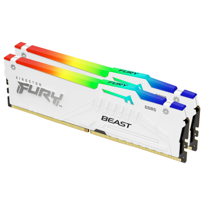 Модуль памяти DDR 5 DIMM 32Gb PC41600, 5200Mhz, Kingston FURY Beast White RGB XMP CL40 (Kitof2)(KF552C40BWAK2-32)