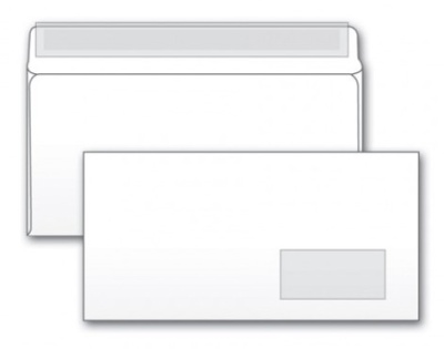 Конверт Бюрократ 125638 E65 110x220мм с правым окном белый силиконовая лента 80г/м2 (pack:1000pcs)