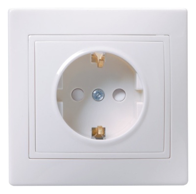 Розетка силовая IEK Кварта (ERK11-K01-16-DM) скрыт. зазем. штор. IP20 белый (упак.:1шт)