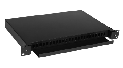 Кросс оптический Кросс оптический LANMASTER 19" металлический, 1U на  24 адаптера SC, выдвижной (LAN-FOBM-RMS-24SC)