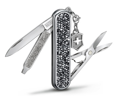 Нож перочинный Victorinox Classic Brilliant Crystal (0.6221.35) 58мм 5функц. черный/серебристый подар.коробка