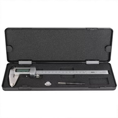 Измерительный и разметочный инструмент Deli Электронный штангенциркуль Deli DL91200  200мм, метрическая/дюймовая конвертация, нержавеющая сталь, 3 кнопочное управление, светодиодный дисплей, 1,5В SR44.