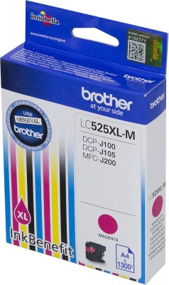 Картридж струйный Brother LC525XLM пурпурный (1300стр.) для Brother DCP-J100/J105/J200