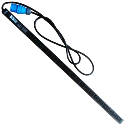 Вертикальный блок розеток, 20xC19, 250V, 32A, A/V-метр, шнур 3 метра, вилка IEC309 (TWT-PDVI-20C9-I9)