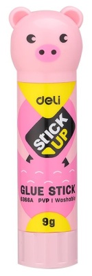 Клей-карандаш Deli E6366A 9гр корп.ассорти ПВП дисплей картонный детский Stick UP