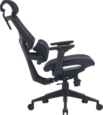 Кресло Cactus CS-CHR-MC01-BK черный сет./эко.кожа с подголов. крестов. пластик подст.для ног