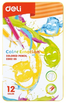 Карандаши цветные Deli EC00205 Color Emotion липа 12цв. мет.кор.