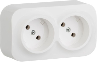 Блок силов. Legrand Quteo 782261 2розет. двойн. откр. зазем. IP21 слоновая кость