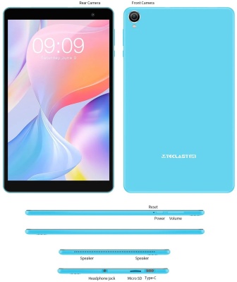 Teclast P80T 8" (1280x800) IPS, 3GB RAM, 32GB ROM, Allwinner A133 4-core, micro-SD slot, Wi-FI, BT, 0.3M/2M camera, Blue,  Android 11