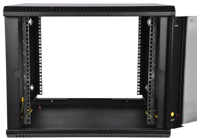 Шкаф телекоммуникационный настенный разборный ЭКОНОМ 12U (600  650) дверь стекло, цвет черный (ШРН-Э-12.650-9005)