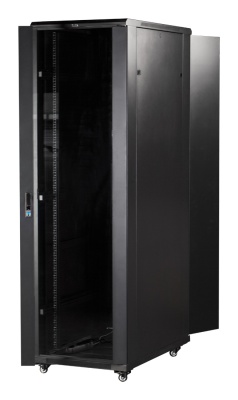 Шкаф серверный Lanmaster (TWT-CBB-22U-6X8-G1) напольный 22U 600x800мм пер.дв.стекл задн.дв.двуст. 2 бок.пан. 800кг черный IP20