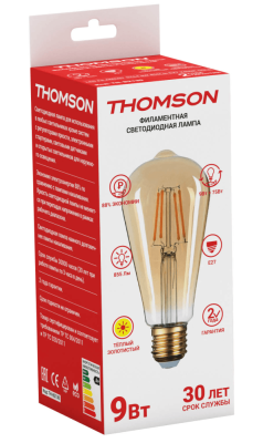 THOMSON LED FILAMENT ST64 9W 855Lm E27 2400K GOLD