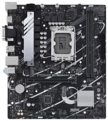 Материнская плата ASUS PRIME B760M-K D4, LGA1700, B760, 2*DDR4, HDMI+VGA, 4xSATA3 + RAID, M2, Audio, Gb LAN, USB 3.2, USB 2.0, mATX; 90MB1DS0-M0EAY0 (PRIME B760M-K D4)