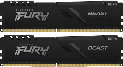 Модуль памяти Kingston 64GB 3200МГц DDR4 CL16 DIMM (Kit of 2) FURY Beast Black