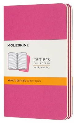 Блокнот Moleskine CAHIER JOURNAL CH011D17 Pocket 90x140мм обложка картон 64стр. линейка розовый неон (3шт)