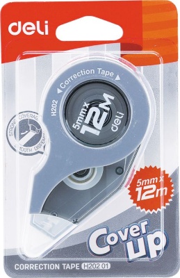 Лента коррект. Deli Cover UP EH20201 12мx5мм белый блистер