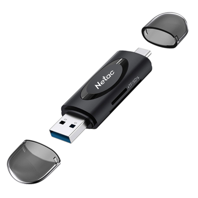 Картридер Netac WK14BKCN USB3.0+Type-C --> mSD/SD, Черный