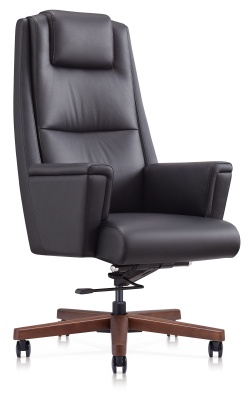Кресло руководителя Бюрократ _DUKE черный кожа крестовина металл/дерево