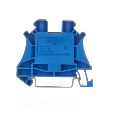 Клемма проходная, винтовой зажим, 2 точки подключения, 10 кв.мм, синяя DKC TUR-10-BU