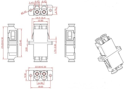 Адаптер Hyperline FA-P11Z-DLC/DLC-N/WH-BG проходн.LC дупл. 50/125 OM2 бежевый (упак.:1шт)