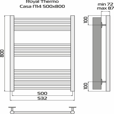 Полотенцесушитель Royal Thermo Casa П14 500х800 стальной