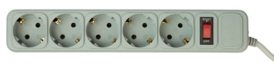 Сетевой фильтр PC Pet AP01006-E-G 1.8м (5 розеток) серый (пакет ПЭ)