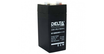 Аккумуляторная батарея Delta DT 4045 (47мм) 4В/4,5Ач, клемма F1 (47х47х101мм (105мм); 0,5кг; Срок службы 5лет; Гарантия