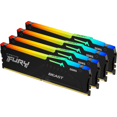 Модуль памяти Kingston FURY Beast Black RGB DDR 5 DIMM 64Gb PC48000, 6000Mhz, CL40 (Kit of 4) (KF560C40BBAK4-64) (retail)