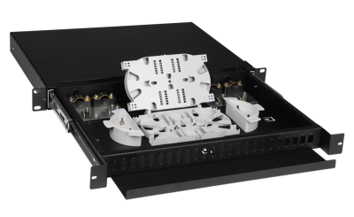 Кросс оптический Кросс оптический LANMASTER 19" металлический, 1U на  24 адаптера SC, выдвижной (LAN-FOBM-RMS-24SC)