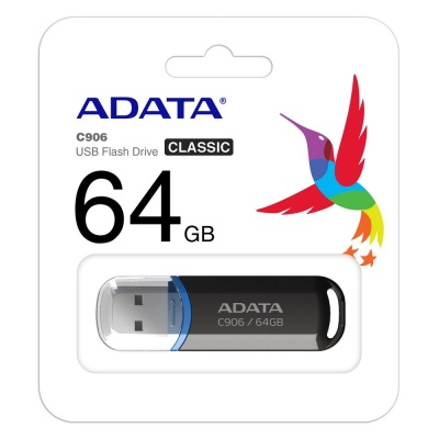 64GB ADATA C906 USB Flash [AC906-64G-RBK] USB 2.0, Black, RTL (773353)