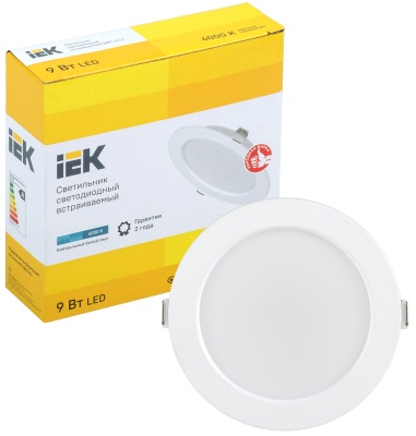 Iek LDVO0-1612-09-4000-K01 Светильник LED ДВО 1612 белый круг 9Вт 4000К IP20 {пластик. корпус, диам 118 мм}