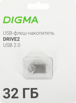 Флеш Диск Digma 32Gb DRIVE2 DGFUM032A20SR USB2.0 серебристый