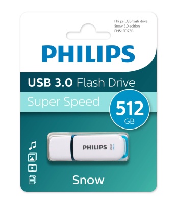 Флеш накопитель 512GB PHILIPS SNOW3.0 128GB, USB 3.0
