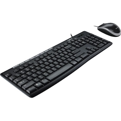 Комплект Logitech Desktop MK200 цвет черный, клавиатура 112 клавиш (8 мультимедиа), USB 1.8м, мышь 1000dpi, USB 1.8м, RTL