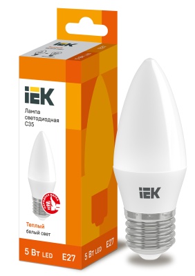 Iek LLE-C35-5-230-30-E27 Лампа светодиодная ECO C35 свеча 5Вт 230В 3000К E27 IEK