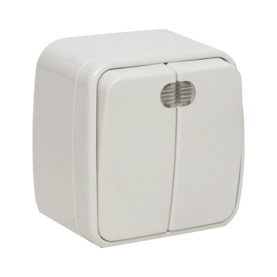 EKF EGV10-123-10 Минск Выключатель 2-клавишный ОП 10А с индикатором белый  EKF Basic