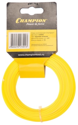 Леска для садовых триммеров Champion C5002 d=2мм L=15м