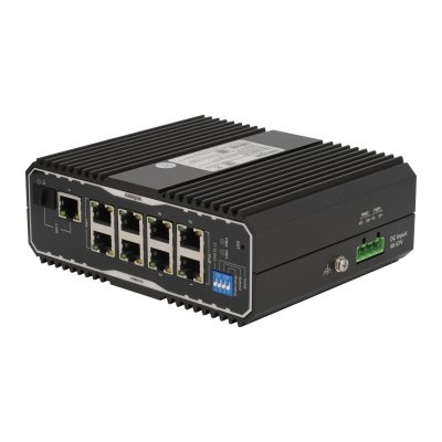 Неуправляемый промышленный 8 портовый PoE коммутатор POWERTONE PUS-TS08GL-i