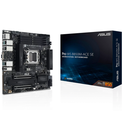 Материнская плата ASUS PRO WS B850M-ACE SE AM5 ATX 4xDDR5 2xPCIEx16 2xM.2 2хUSB-C DP HDMI VGA 10GLAN 2.5GLAN