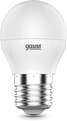 Лампа светодиодная Gauss Elementary 6Вт цок.:E27 шар 220B 4100K св.свеч.бел.нейт. (упак.:10шт) (53226)