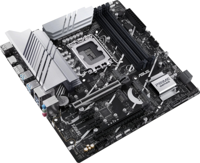 Материнская плата ASUS PRIME Z790M-PLUS, LGA1700, Z790, 4*DDR5, HDMI+DVI+DP, CrossFireX, SATA3 + RAID, Audio, Gb LAN, USB 3.2, USB 2.0, COM*1 header (w/o cable), mATX ; 90MB1E70-M0EAY0 (PRIME Z790M-PLUS)