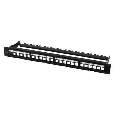 Коммутационная панель SNR, 19" для модулей KeyStone, незагруженная, неэкранированная, 1U, 24 порта, разборная, порты без шторок
