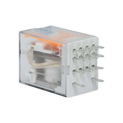 Реле миниатюрное промышленное общего назначения c норм. срабатыванием 0,6UN , 4CO, ком. ток 6А, AgSnO2, напряжение 220V DC, опция: тест-кнопка+светодиод+защитный диод