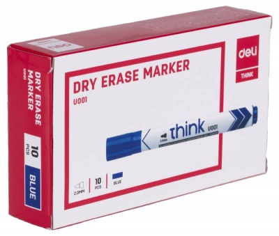 Маркер для досок Deli EU00130 Think круглый пиш. наконечник 2мм синий