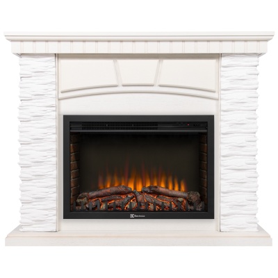 Портал Firelight Porto 25 камень белый, шпон беленый дуб