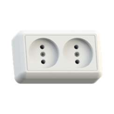 Розетка 2-м ОП Оптима РА10-373 10А IP20 без заземл. с монтаж. пластиной бел. Кунцево 8009