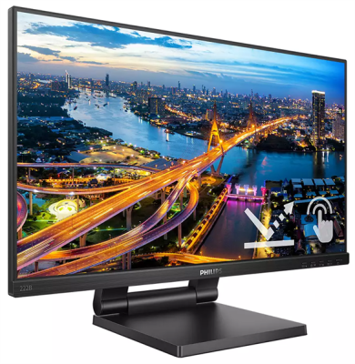 Монитор 21,5" Philips 222B1TC 1920х1080@75Гц IPS W-LED 16:9 SmoothTouch 4ms VGA HDMI DP 4xUSB3.2 50M:1 178/178 250cd Tilt HAS Speakers Black (222B1TC/00)