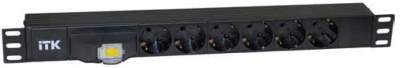 ITK PDU 6 розеток DIN49440 (нем.станд.), с автоматом 10А, 1U, без шнура, вх.IEX320 C14, алюминиевый профиль, черный (PH21-6D3)